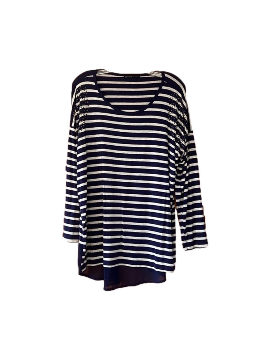 Design History Blue and White Striped Blouse
